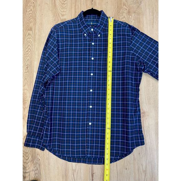 Ralph Lauren Navy Blue Checkered Cotton Button Front Shirt L - Picture 6 of 7